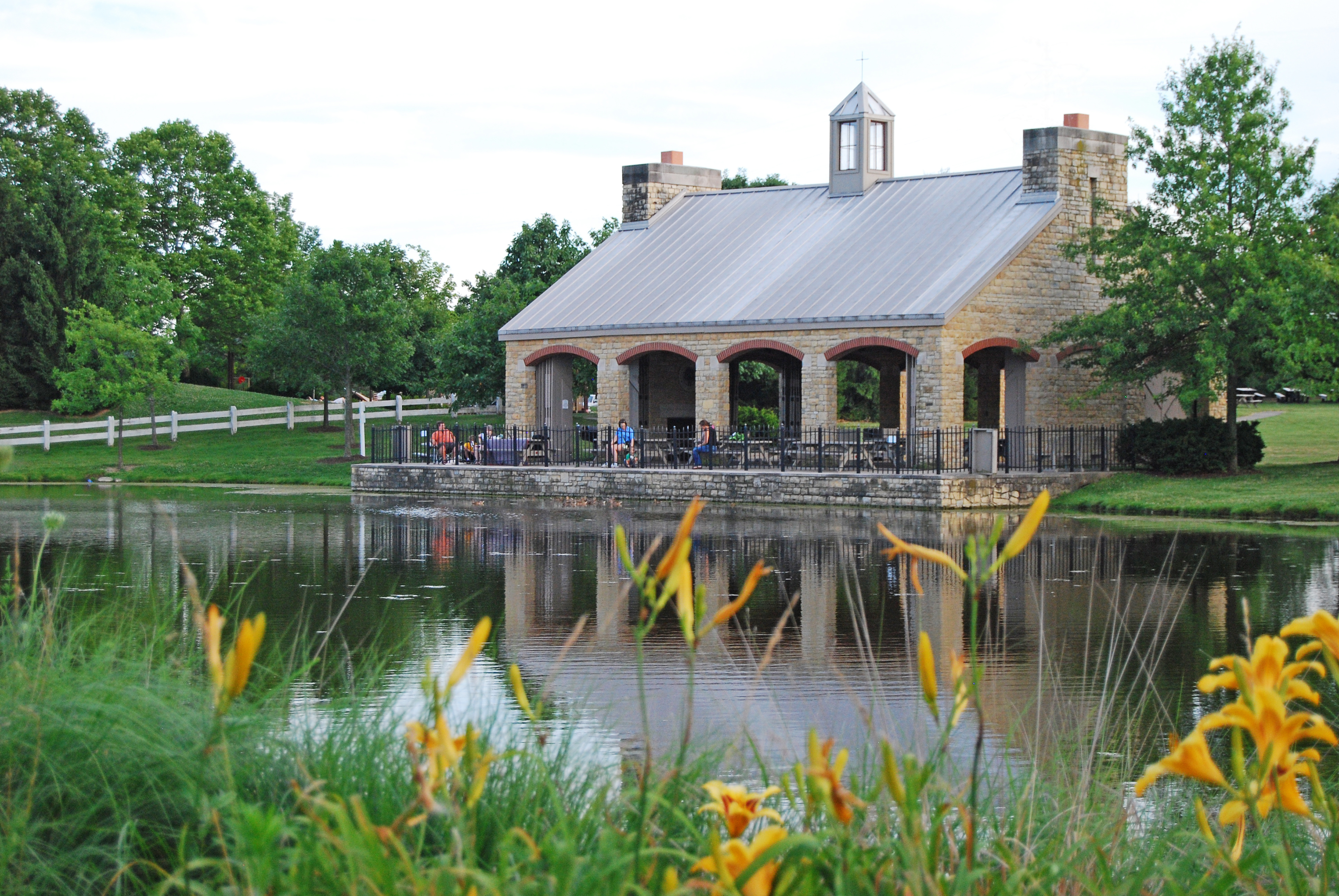 Lakeside Pavilion from across the pond at Homestead