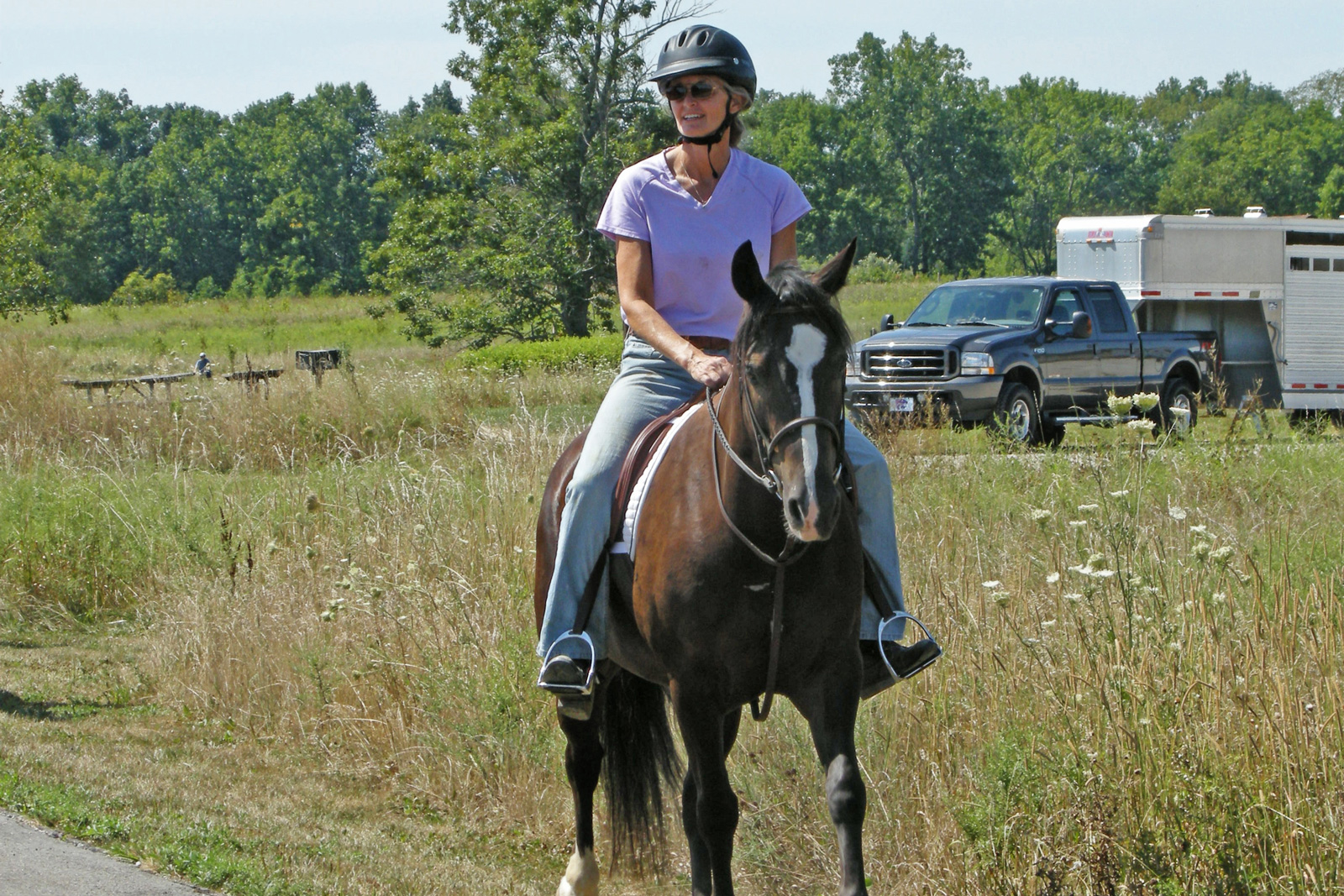 Horse rider near the staging area at Glacier Ridge.